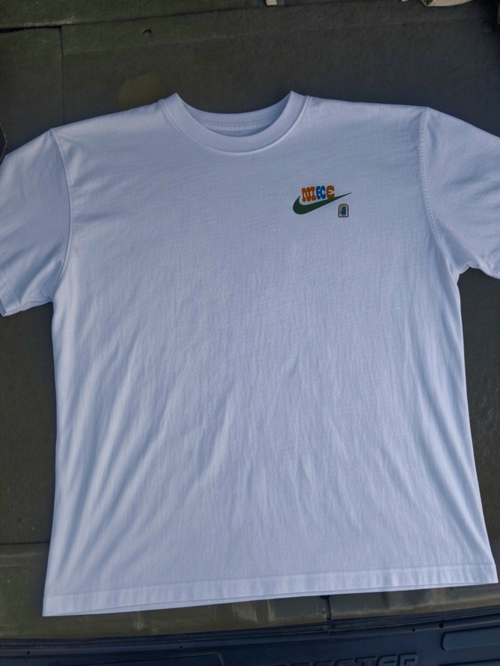 Nike White Crewneck T-Shirt with Small Chest Logo